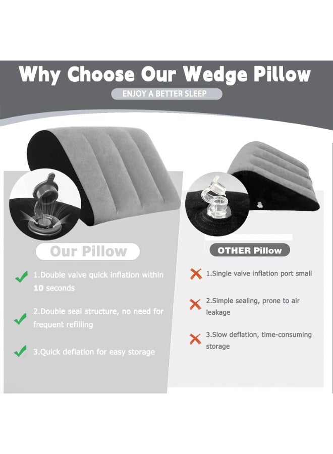 CHIYLE Inflatable Leg Elevation Pillow Grey Portable Bed Wedge Cushion for Sleeping Travel Recovery Comfortable Support for Legs Back Swelling Relief - Image 5